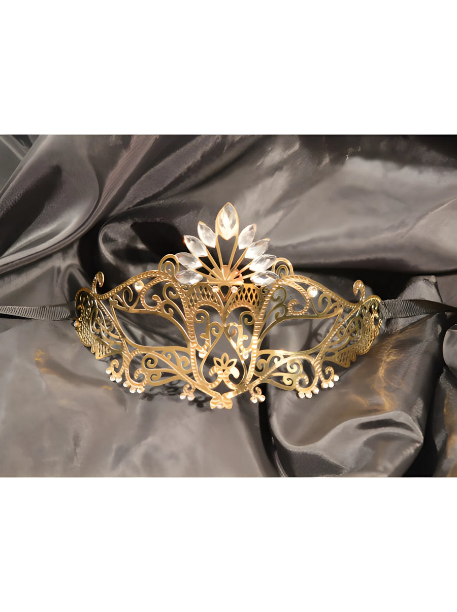 masque-vnitien-gemma-rigide-dor-avec-strass | Voyage Sensuel
