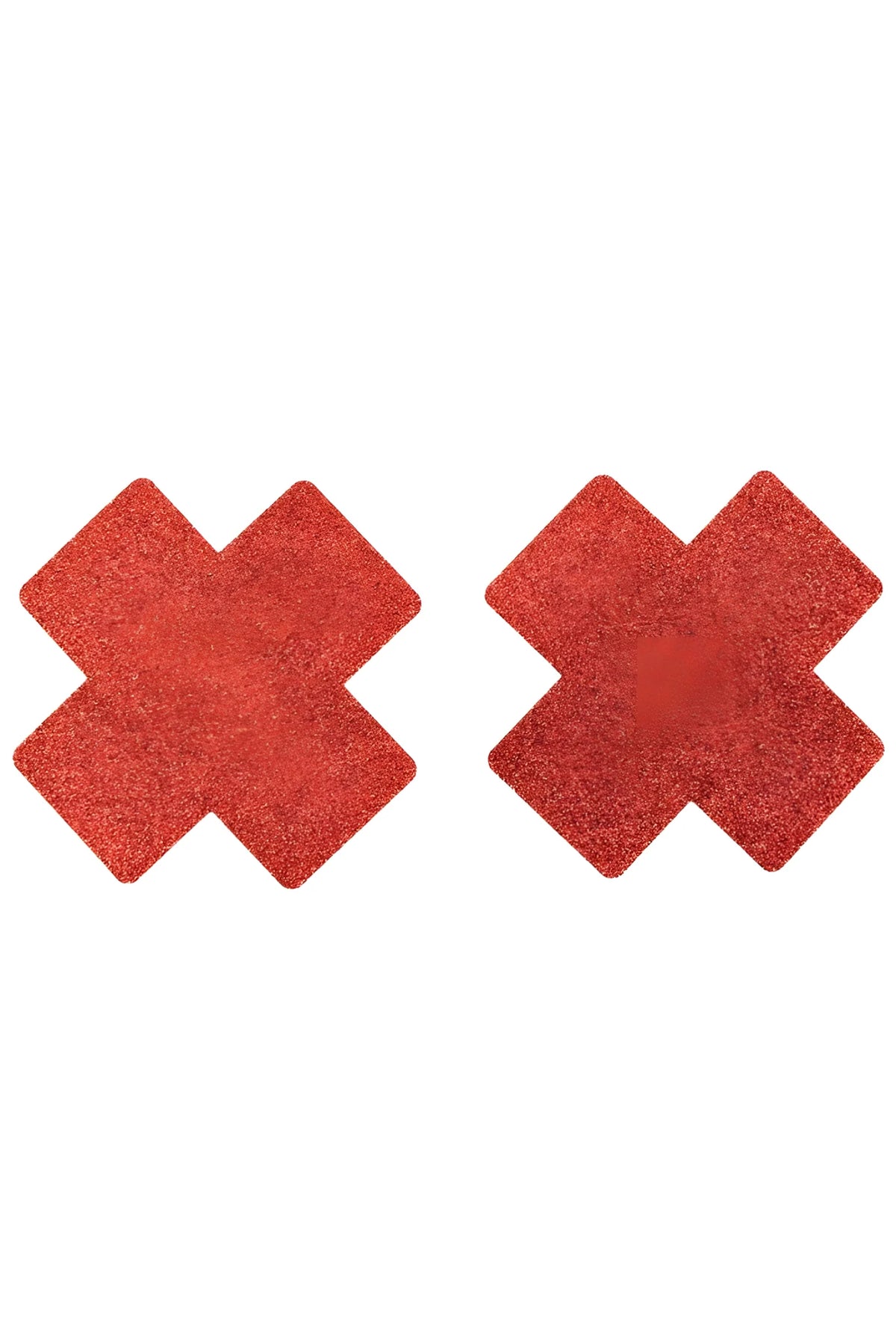 Paire de cache tétons adhésifs croix pailletée rouge