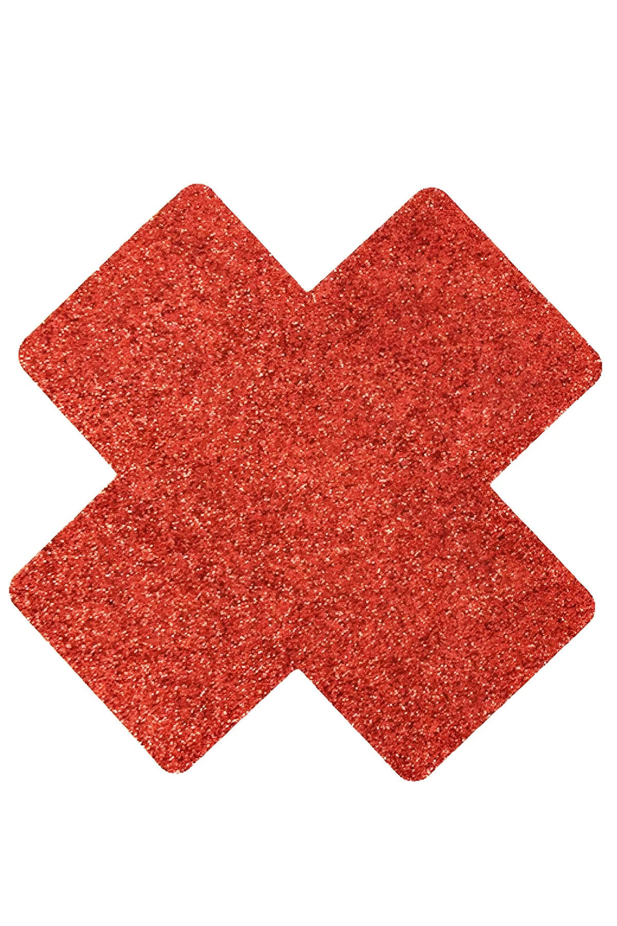 Paire de cache tétons adhésifs croix pailletée rouge