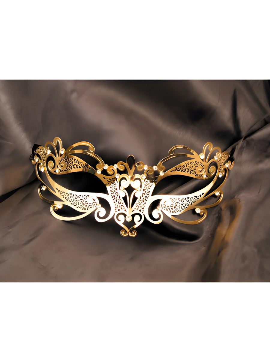 masque-vnitien-gaia-rigide-dor-avec-strass | Voyage Sensuel