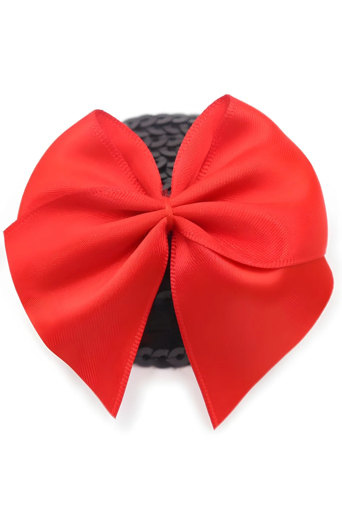 Paire de cache tétons adhésifs noir avec nœud papillon rouge