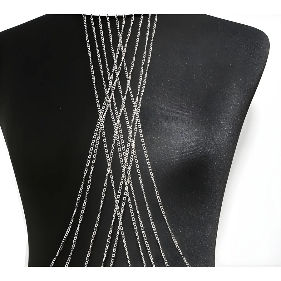 bijou-tour-de-cou-trois-anneaux-avec-chaines-de-corps-argent | Voyage Sensuel
