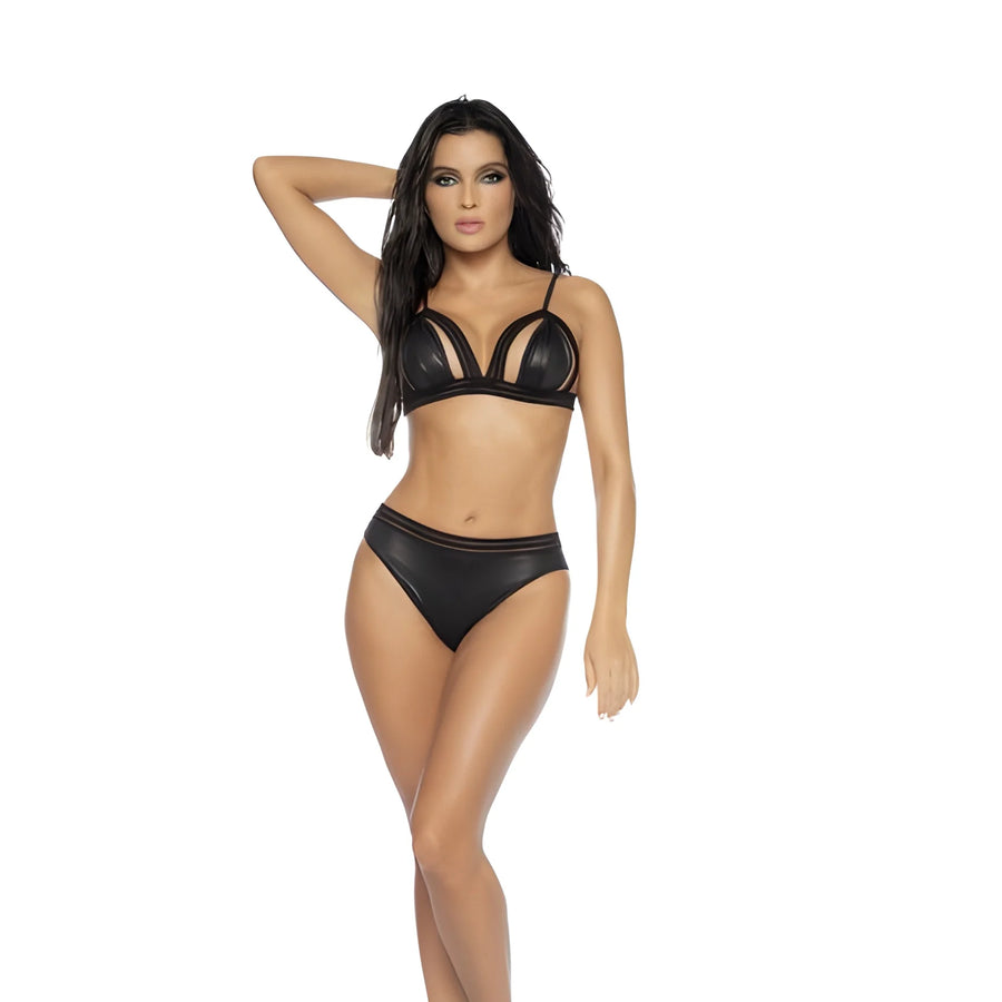 ensemble-lingerie-sexy-2-pieces-effet-mouille-mal2736blk | Voyage Sensuel