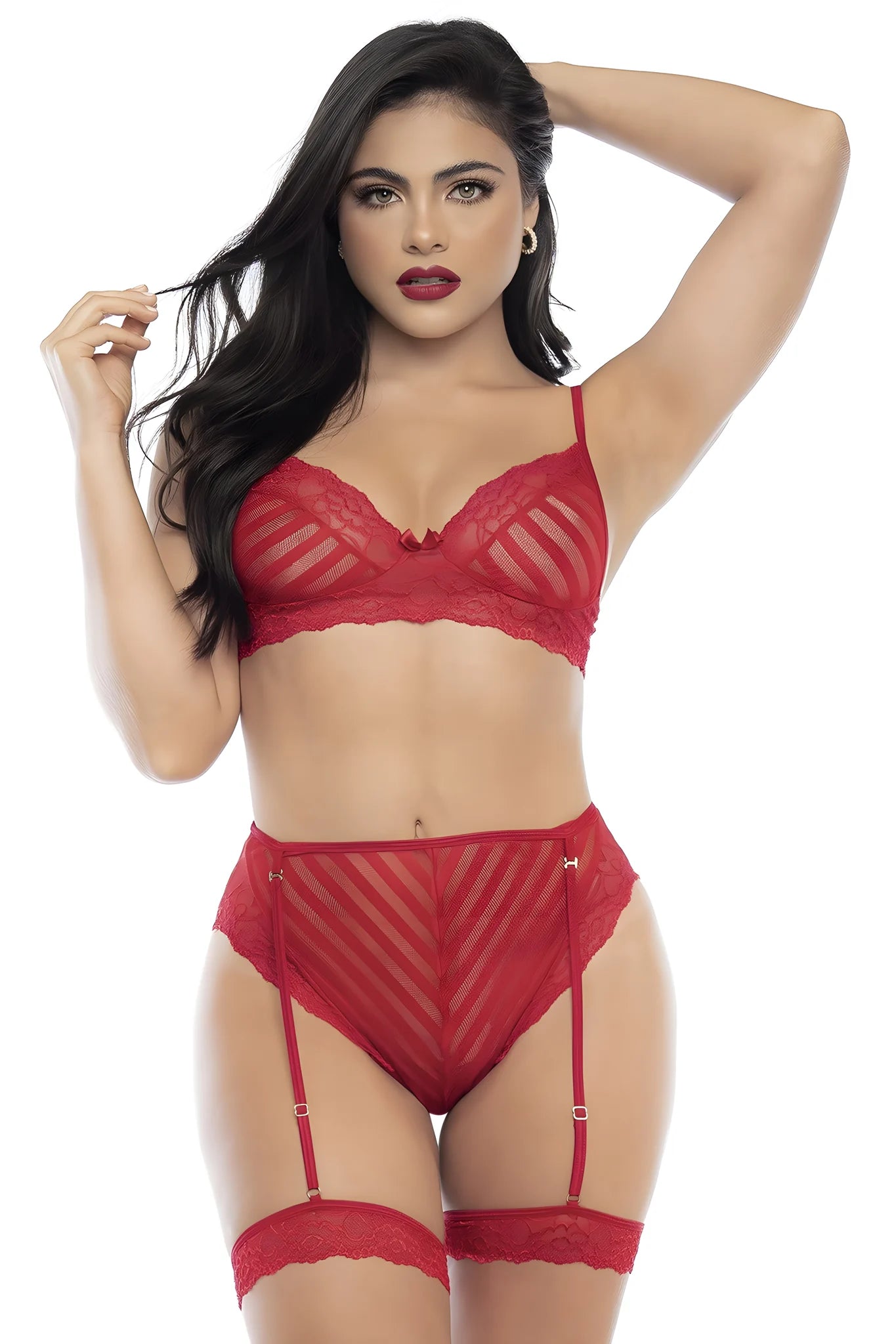 Ensemble deux pièces en dentelle rouge