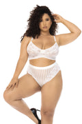 Ensemble 2 pièces blanc grande taille Emberly, soutien gorge et culotte taille haute