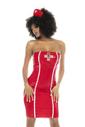 Costume infirmière 2 pièces, robe avec bretelles réglables et serre tête