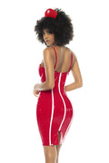 Costume infirmière 2 pièces, robe avec bretelles réglables et serre tête