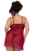 Nuisette grande taille couleur framboise et string