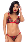 Ensemble 2 pièces noir et rouge à coeurs