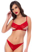 Ensemble 2 pièces en dentelle rouge
