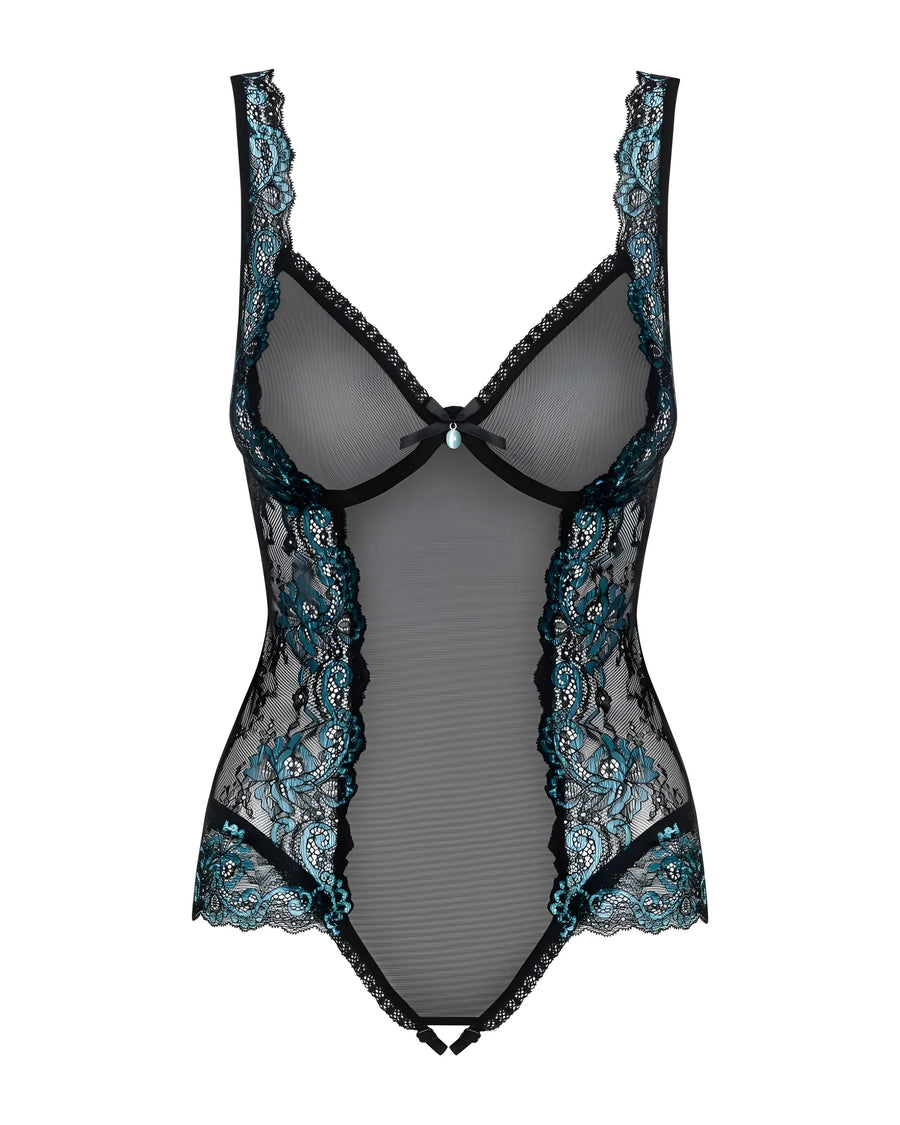 amanta-body-ouvert-noir-et-turquoise | Voyage Sensuel
