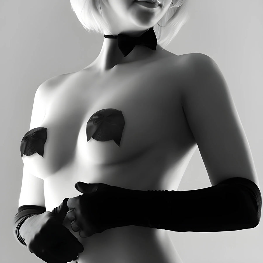 cache-tetons-burlesque-noeud-et-paillettes-noir | Voyage Sensuel