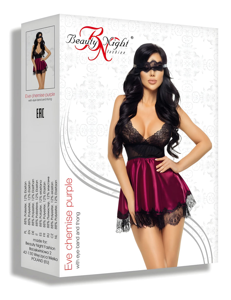 eve-babydoll-et-masque-grenat | Voyage Sensuel