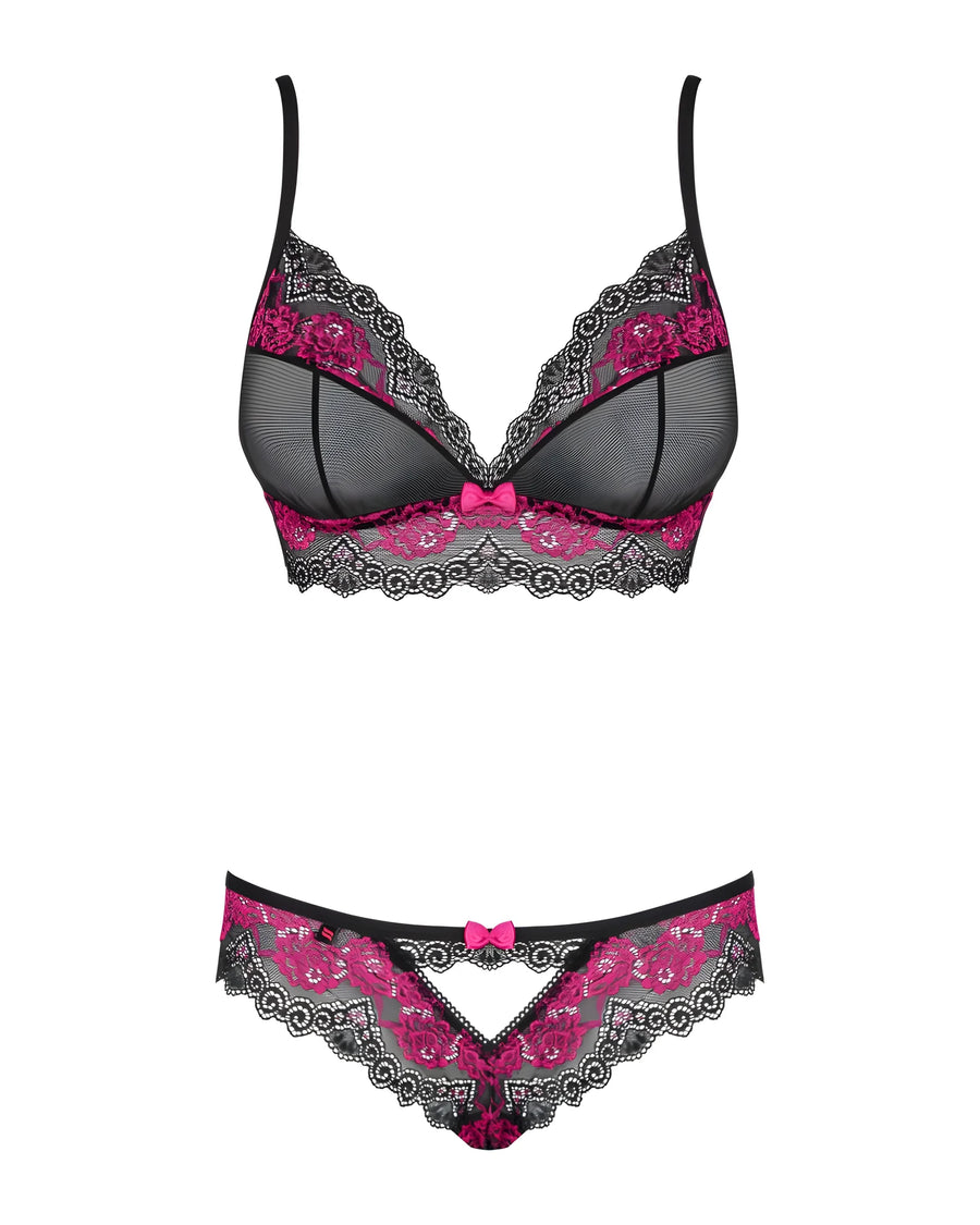 tulia-ensemble-2-pcs-noir-et-fuchsia | Voyage Sensuel