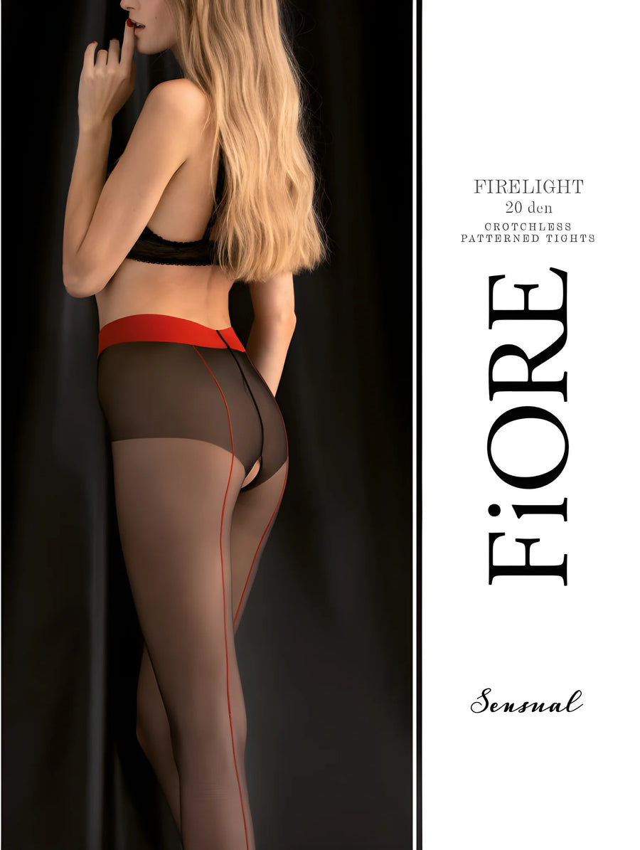 firelight-collants-20-den-noir-et-rouge | Voyage Sensuel