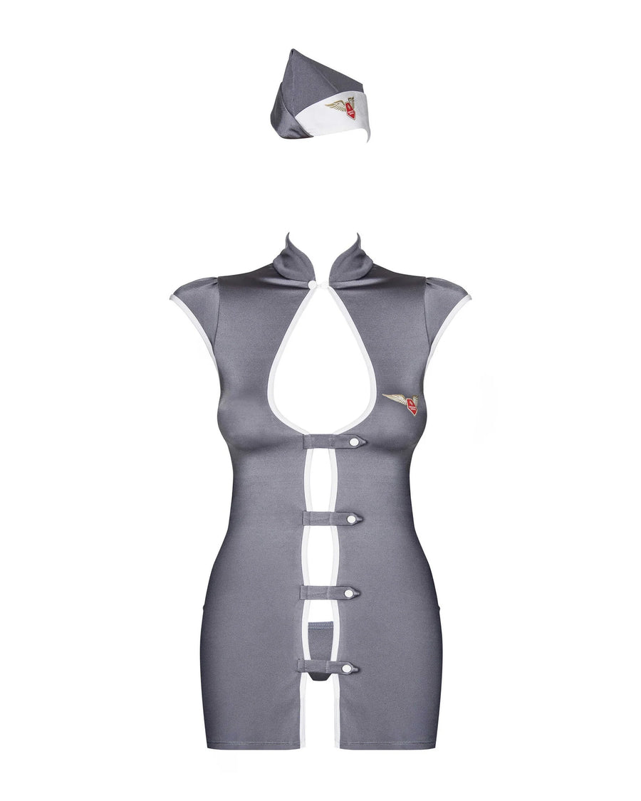stewardess-costume-3-pcs-gris | Voyage Sensuel