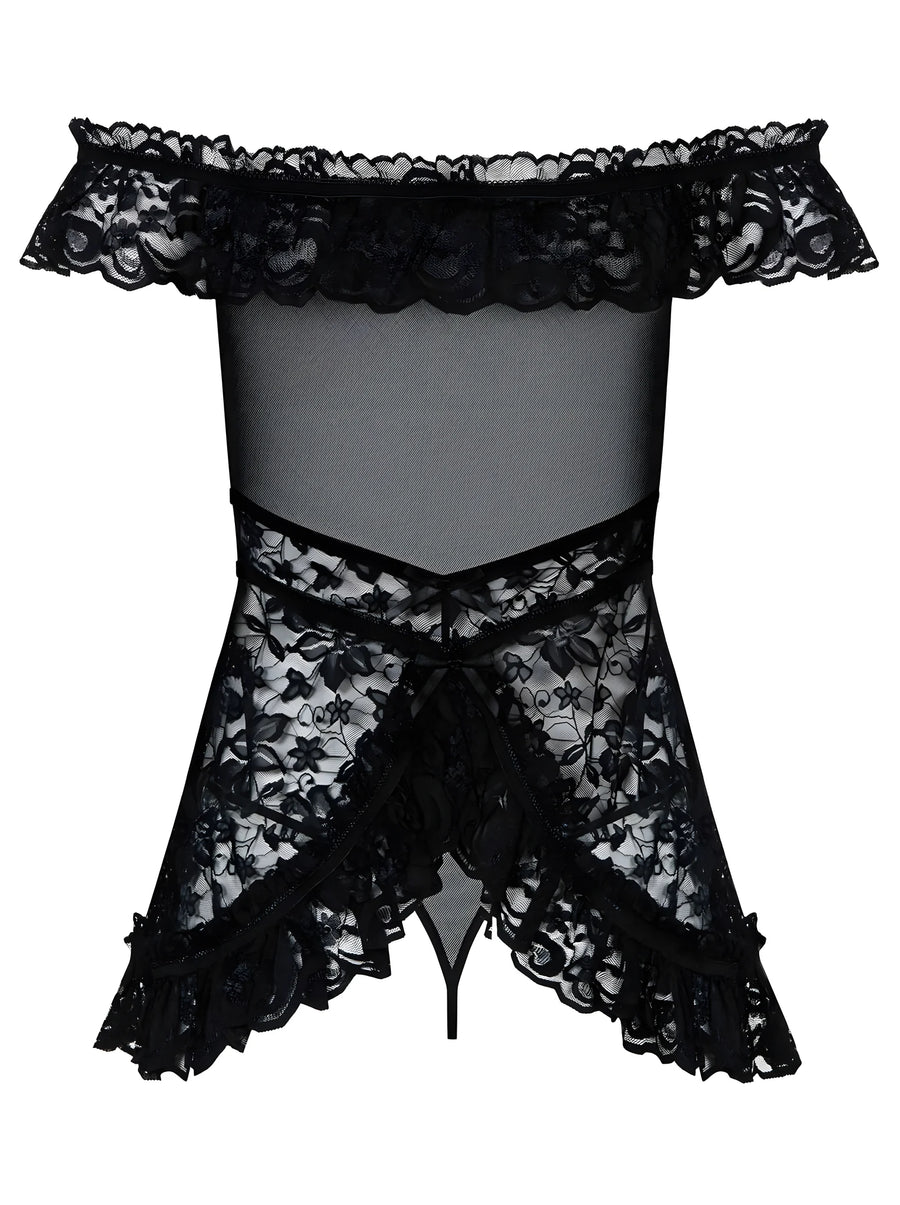 flores-babydoll-noir | Voyage Sensuel