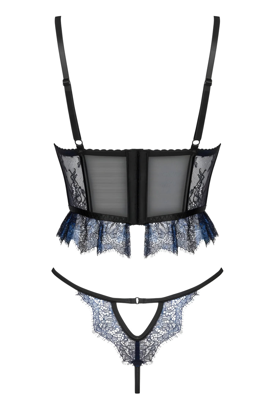 saphira-ensemble-2-pieces-noir-et-bleu | Voyage Sensuel