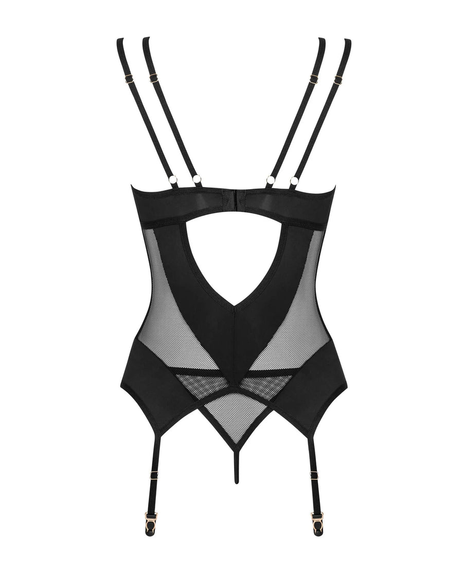 nesari-corset-et-string-noir | Voyage Sensuel