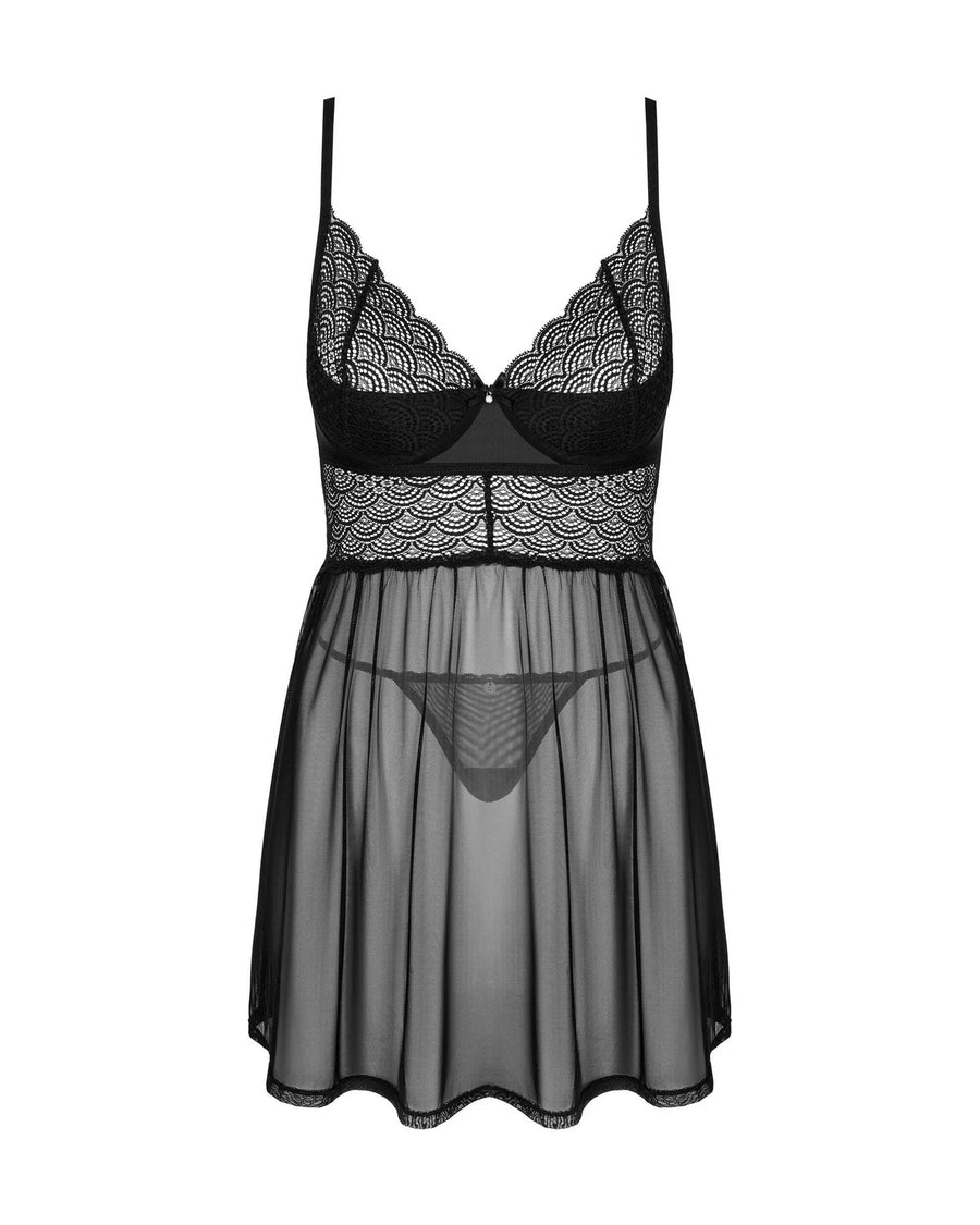 chemeris-babydoll-et-string-noire | Voyage Sensuel