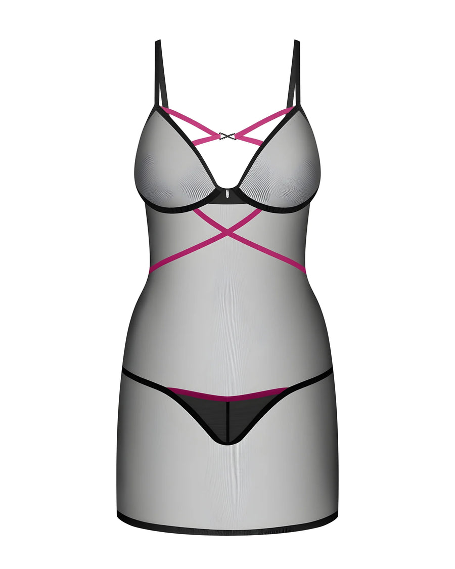 novenes-nuisette-et-string-noir | Voyage Sensuel