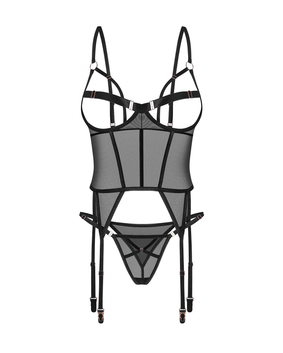 euridia-corset-et-string-noirs | Voyage Sensuel