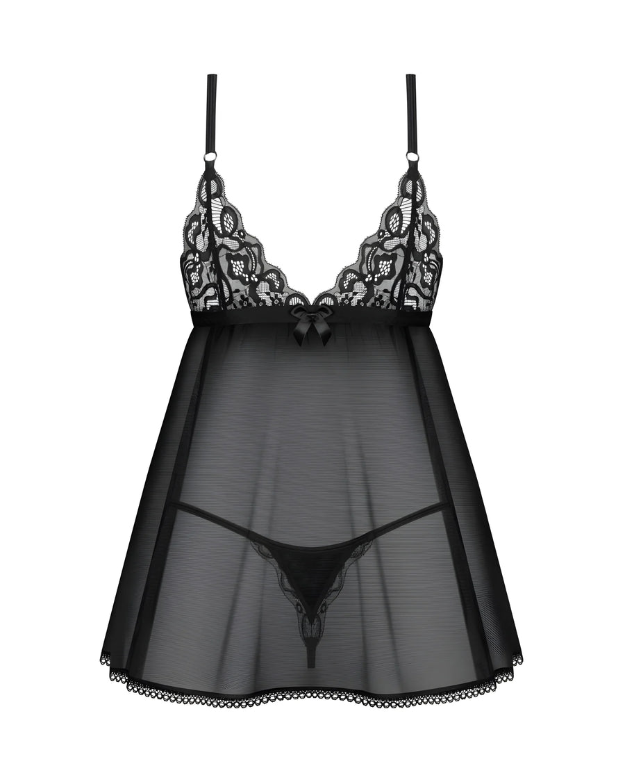 blomentis-babydoll-et-string-noire | Voyage Sensuel