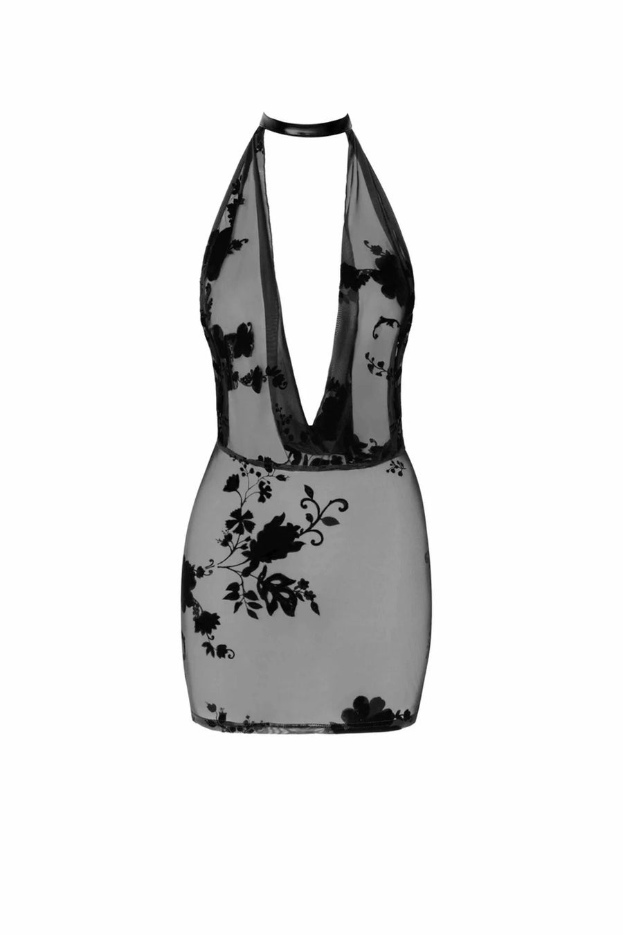f313-mythos-mini-robe-en-maille-floquee-avec-bijou-chaine-en-strass | Voyage Sensuel