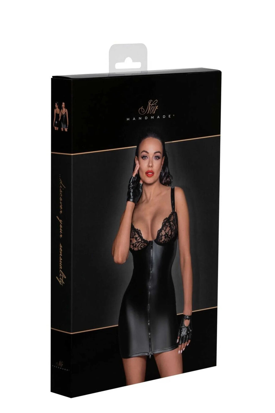 f254-mini-robe-powerwetlook-avec-poitrine-en-dentelle-et-fermeture-eclair-a-2-sens | Voyage Sensuel