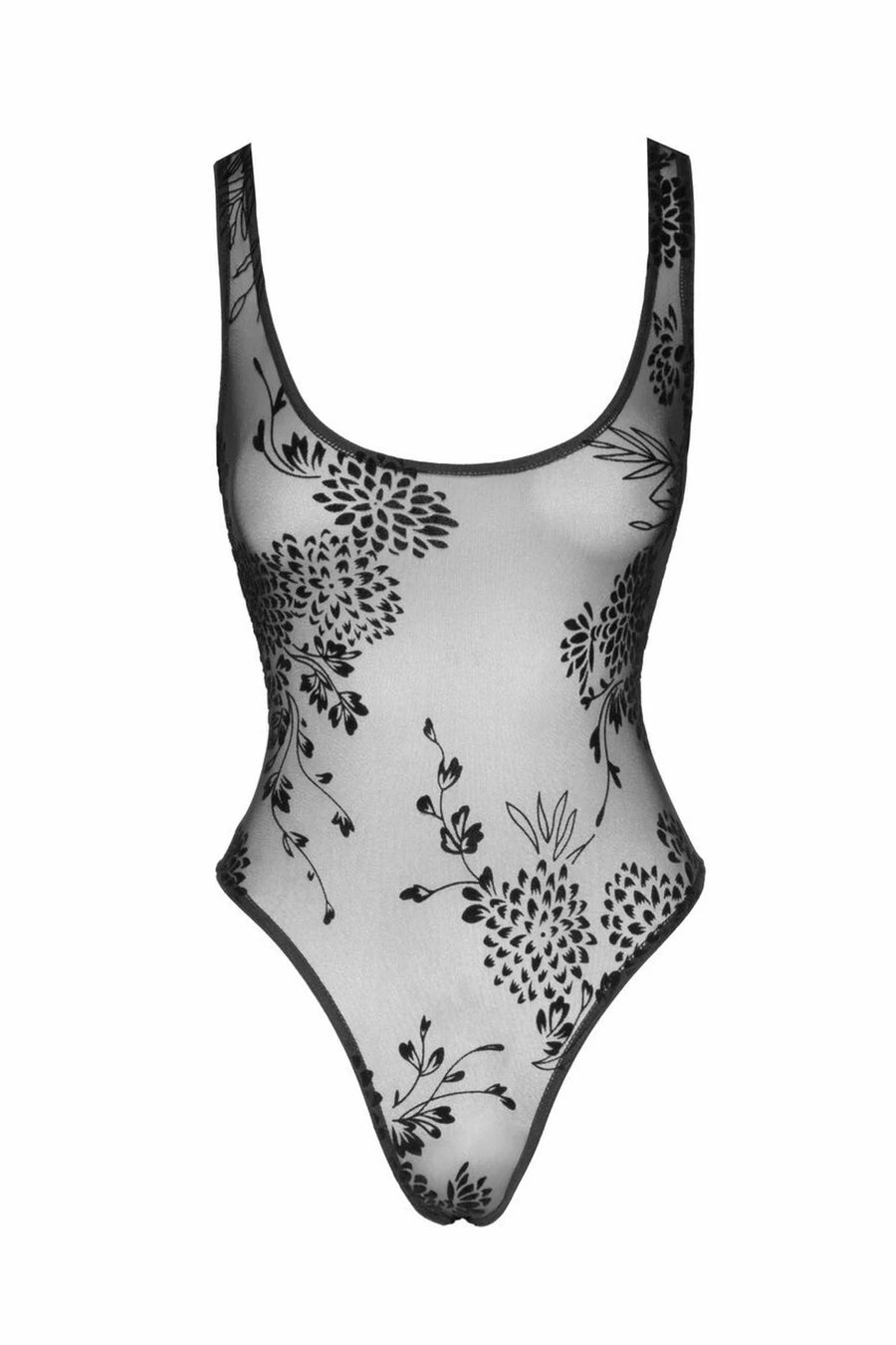 f242-tulle-body-avec-broderie-flock-a-motifs | Voyage Sensuel
