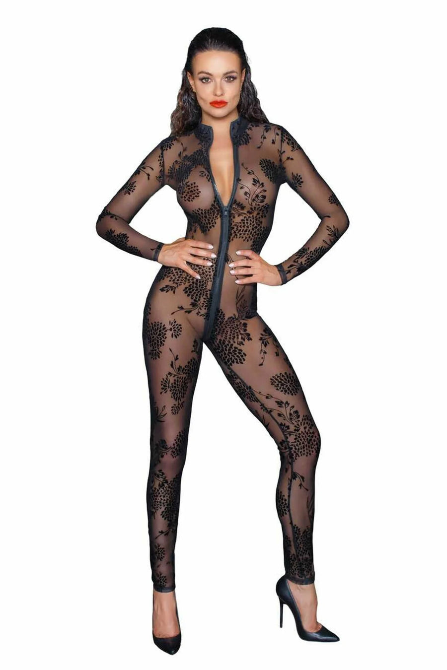 f237-combinaison-longue-en-tulle-avec-fermeture-eclair-a-3-voies | Voyage Sensuel