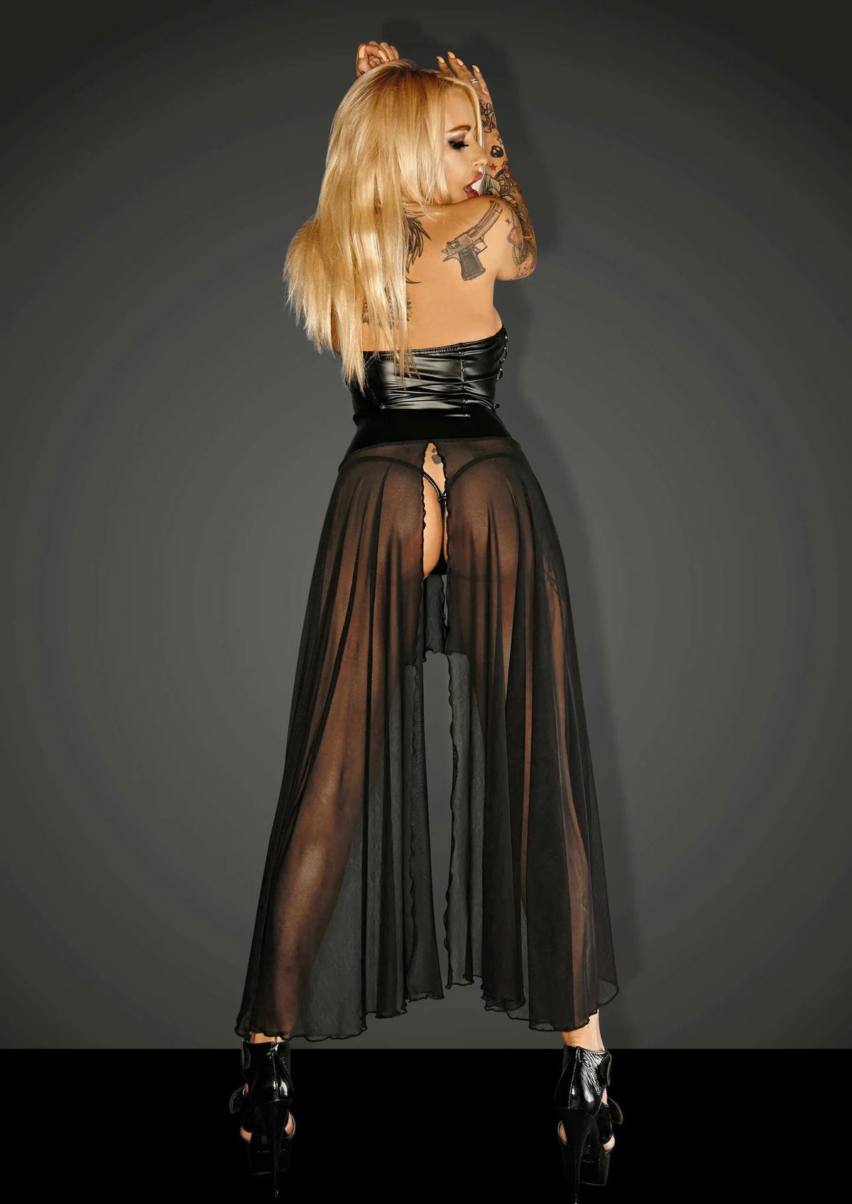 Robe sexy en tulle transparent – Noir