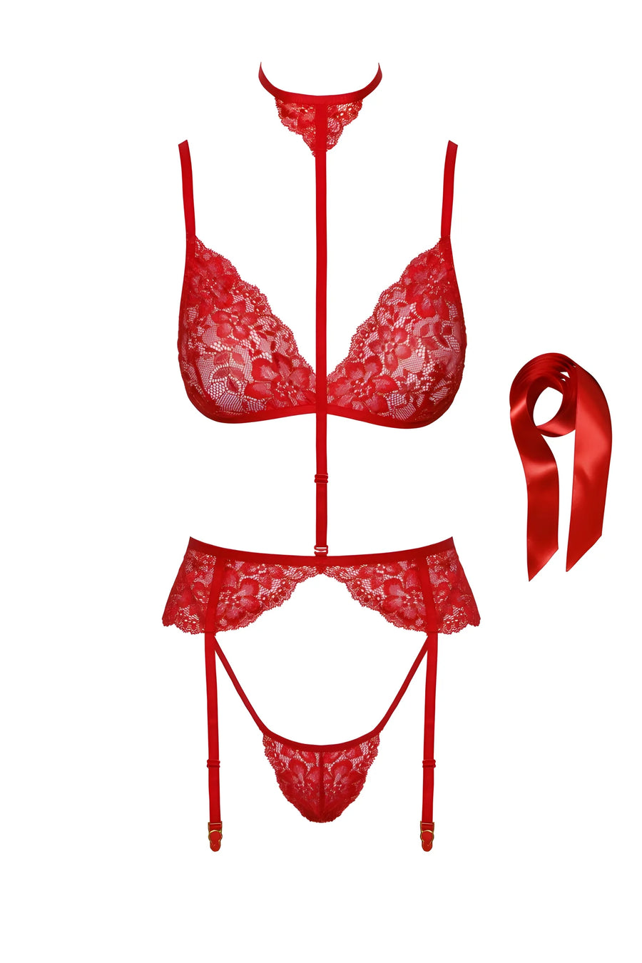 bondage-243-ensemble-lingerie-5-pieces-rouge | Voyage Sensuel
