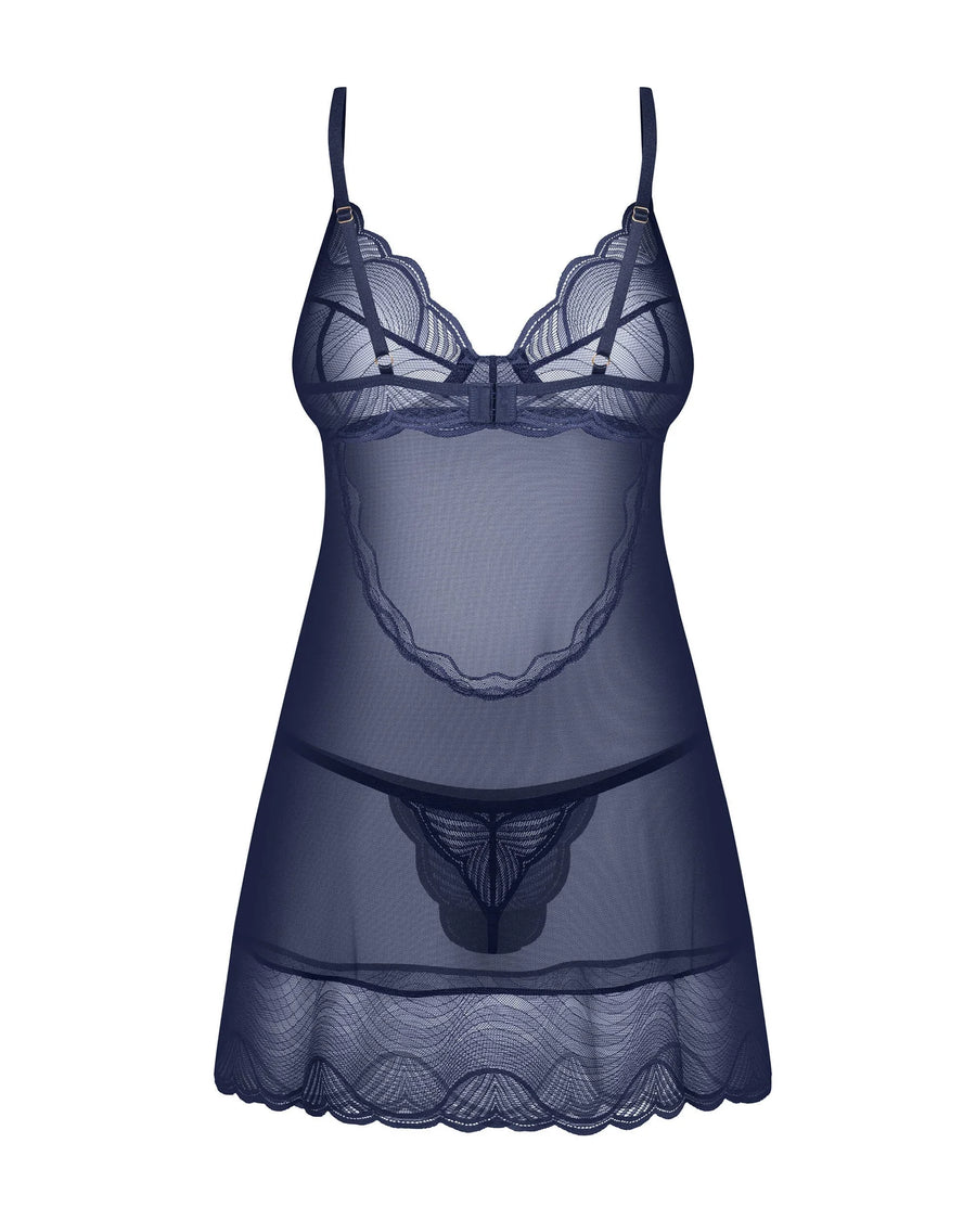 nightly-blue-nuisette-et-string-bleu | Voyage Sensuel