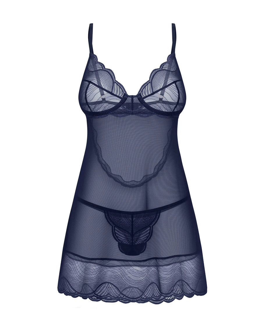 nightly-blue-nuisette-et-string-bleu | Voyage Sensuel