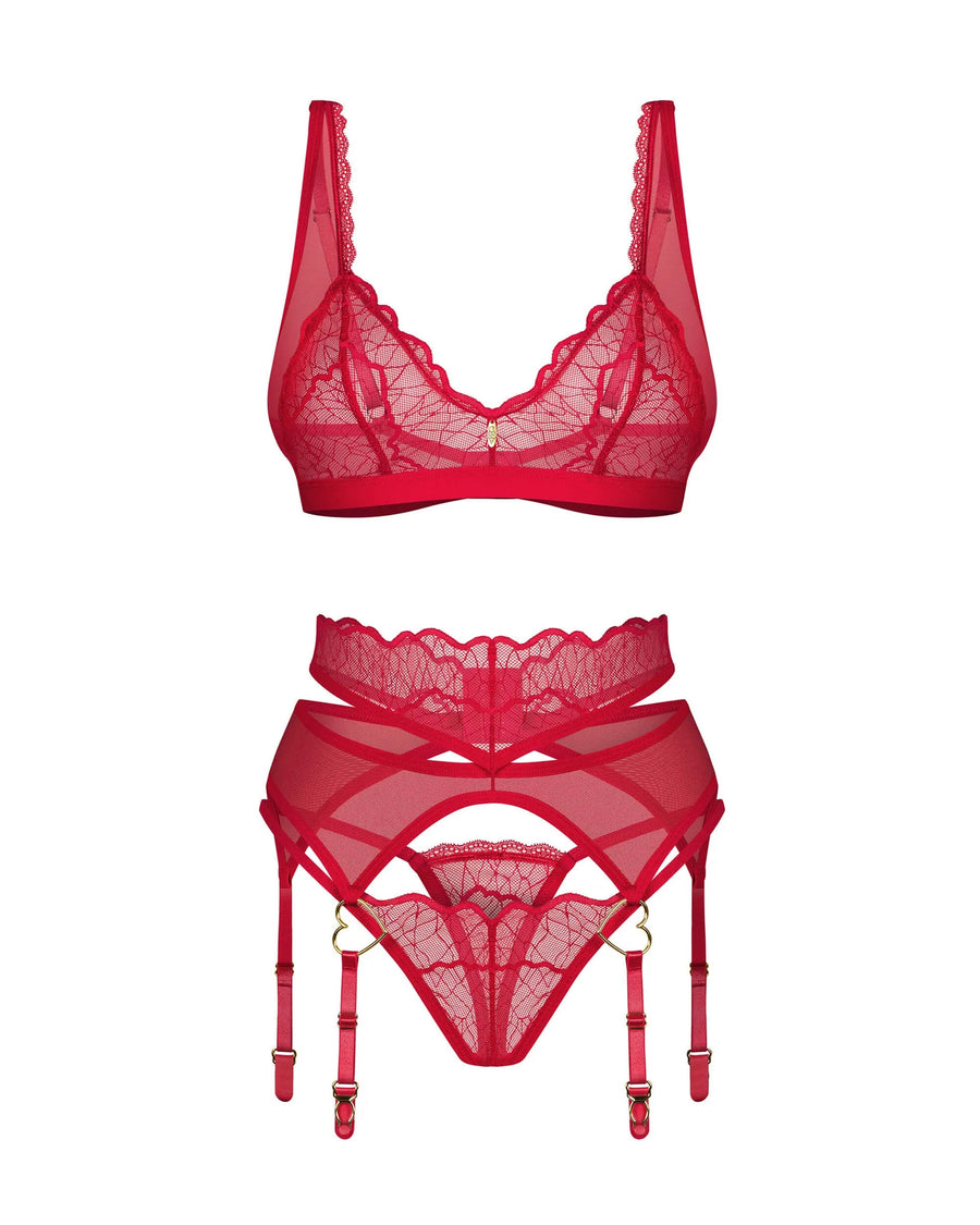 cupide-desir-ensemble-3-pieces-rouge | Voyage Sensuel