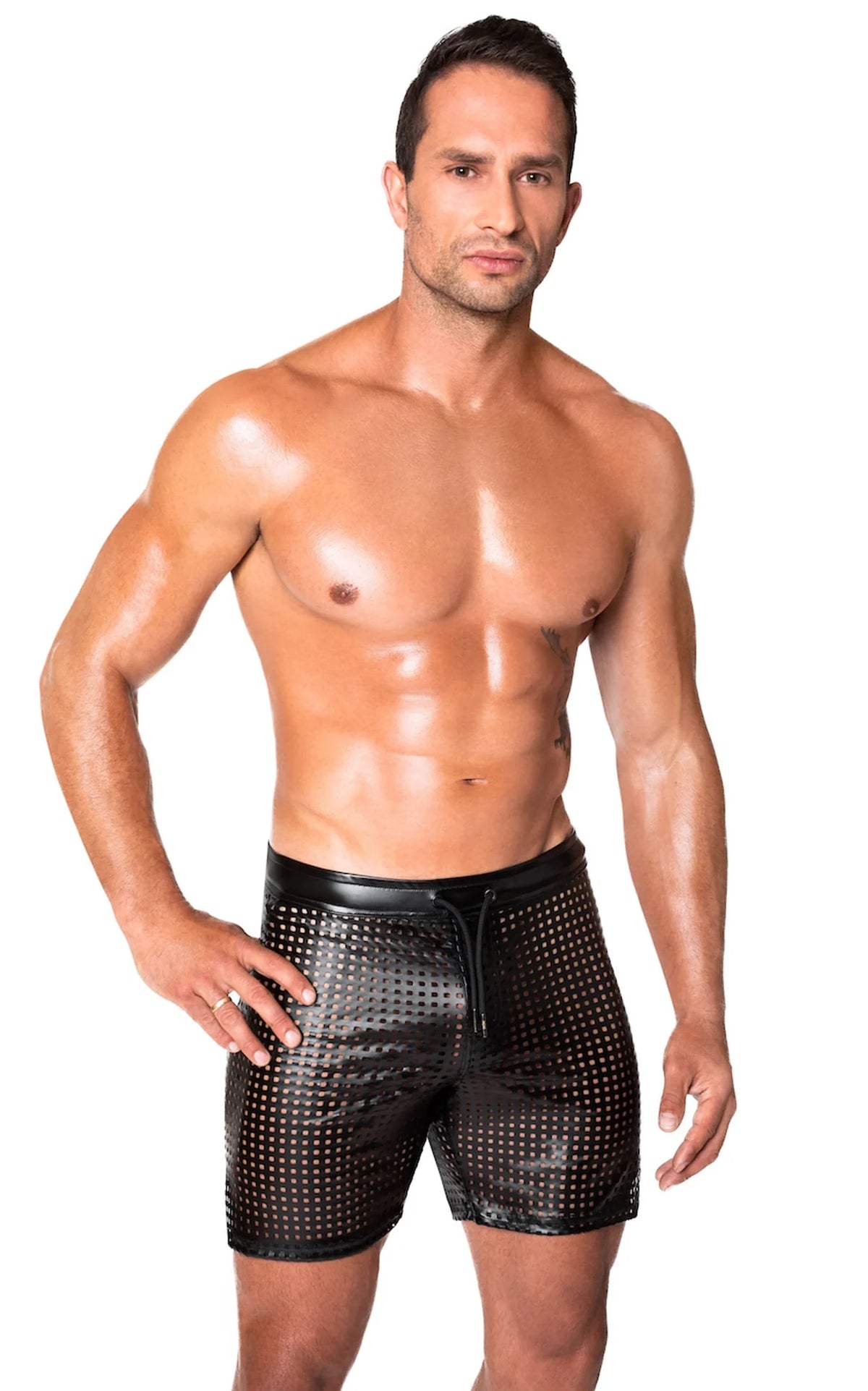 Lingerie chic Homme en wetlook à motifs – Noir