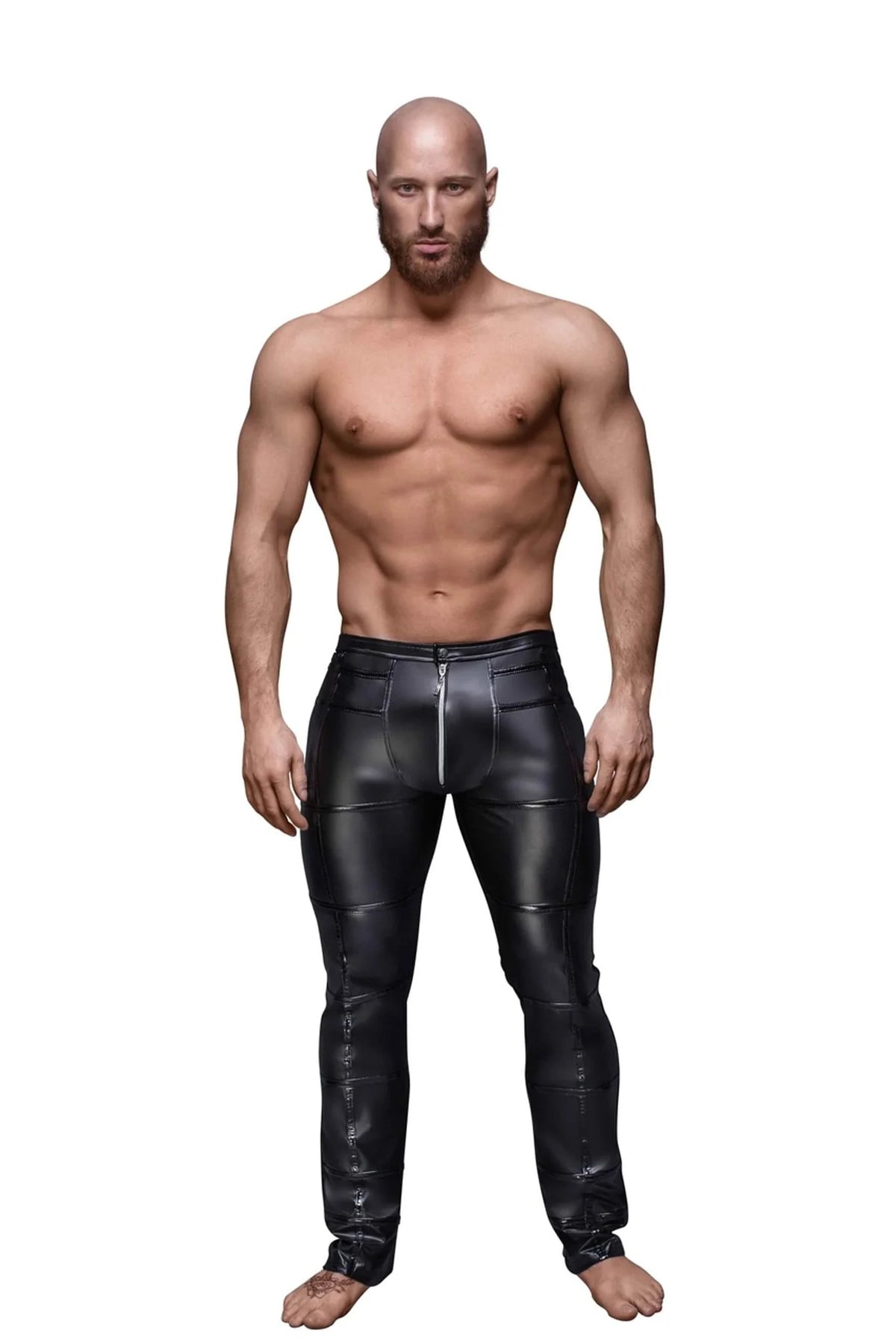 Lingerie Homme en wetlook ouvert – Vert – Noir