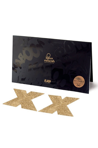 Bijoux de Seins Flash Croix Or – Séduction Audacieuse - 1