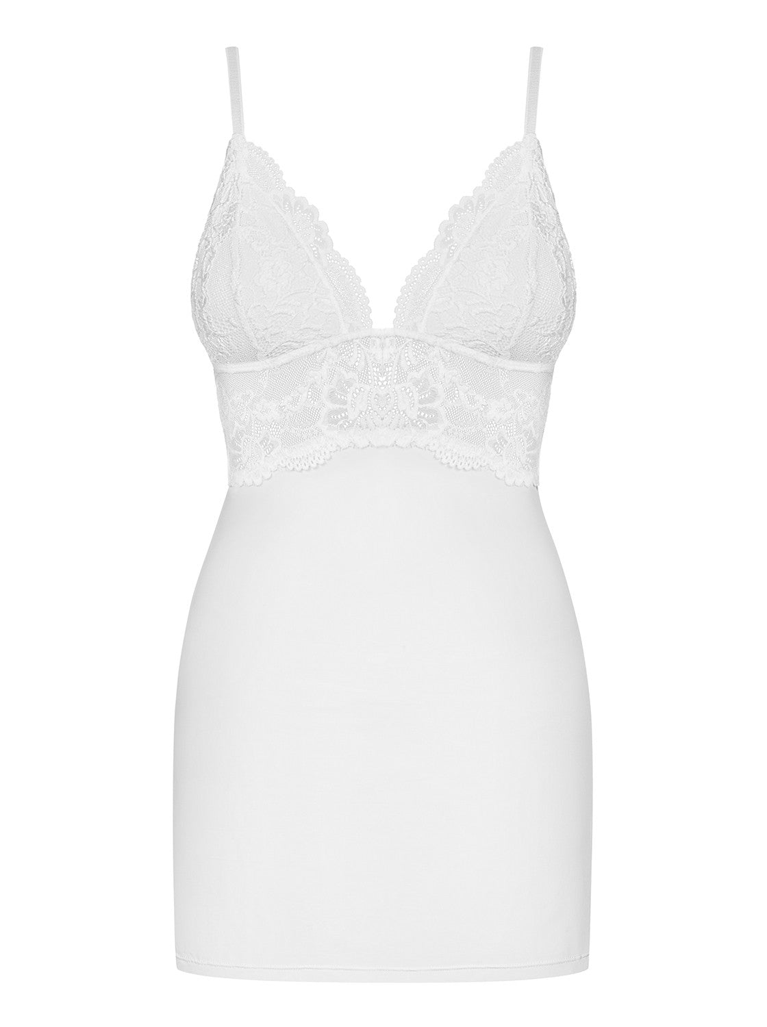 Valentina - Nuisette satin dentelle blanc