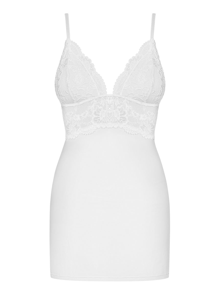 Valentina - Nuisette satin dentelle blanc | Voyage Sensuel