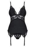 Valentina - Guêpière dentelle lacée noir
