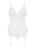 Valentina - Guêpière dentelle lacée blanc