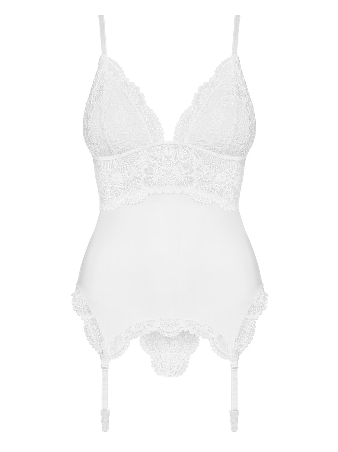 Valentina - Guêpière dentelle lacée blanc