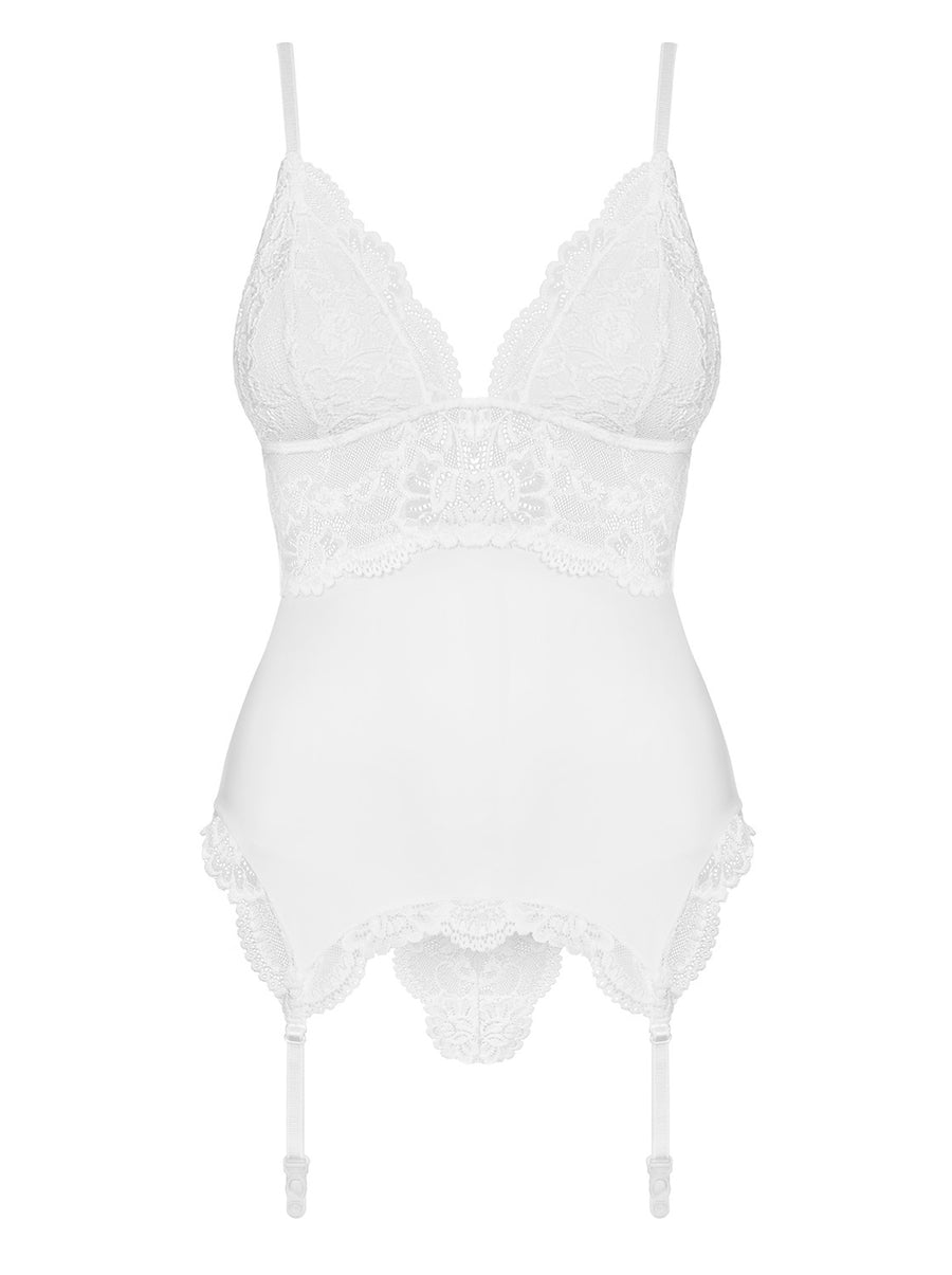 Valentina - Guêpière dentelle lacée blanc | Voyage Sensuel