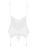 Valentina - Guêpière dentelle lacée blanc