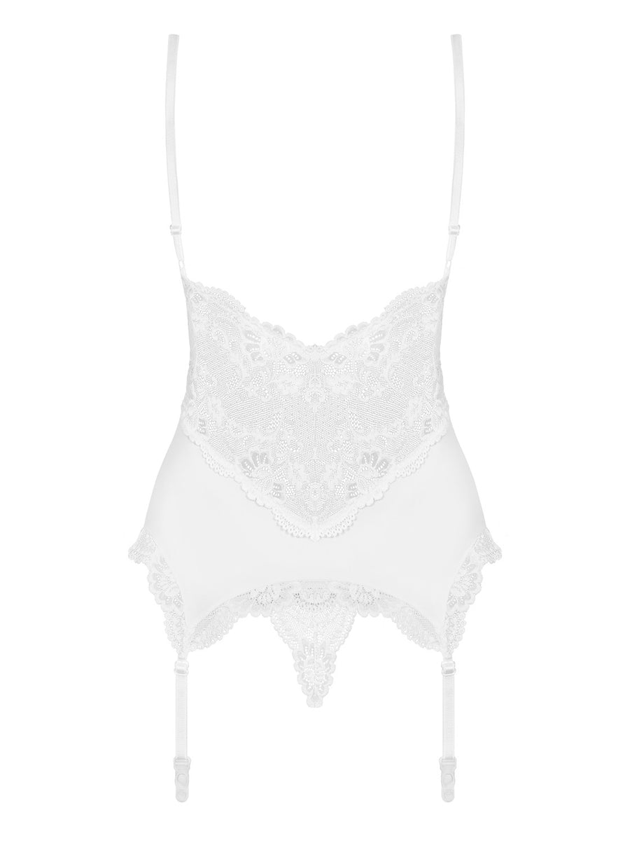 Valentina - Guêpière dentelle lacée blanc | Voyage Sensuel