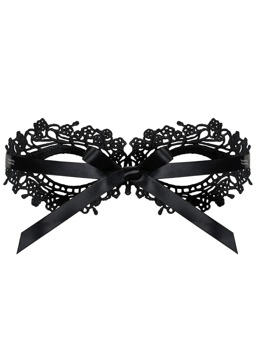 Masque à motifs et nœud au dos – Noir – Obsessive – vue 4 | Voyage Sensuel
