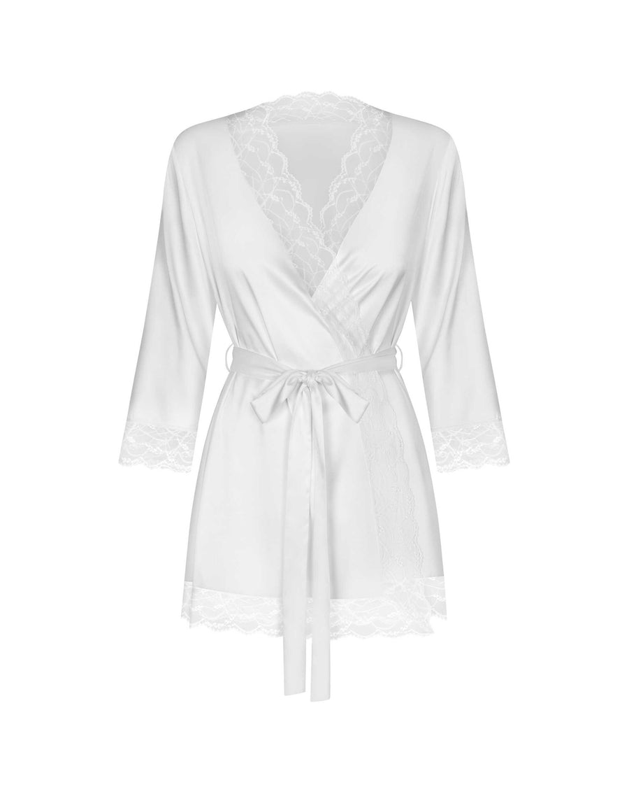 Peignoir fluide à finitions dentelle – Blanc – Weddya – Obsessive – vue 10 | Voyage Sensuel
