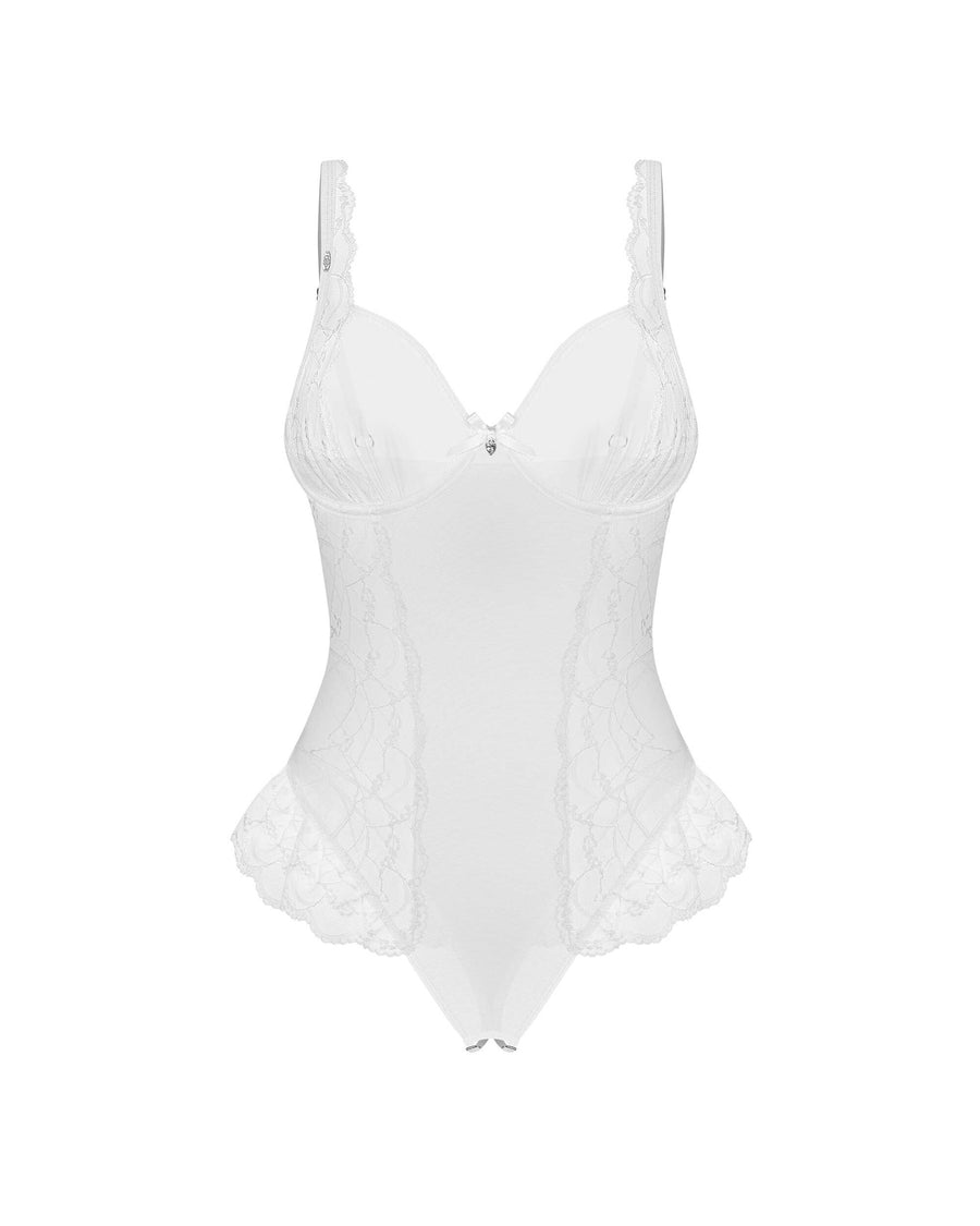 Body ouvert transparent en dentelle – Blanc – Weddya – Obsessive – vue 7 | Voyage Sensuel